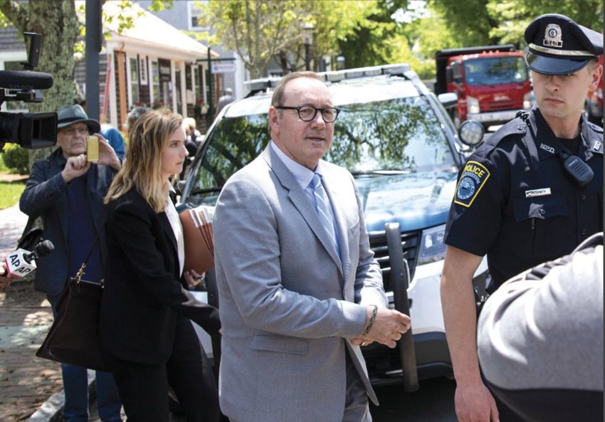 Actor Kevin Spacey leaves Nantucket District Court following his June pretrial hearing on an indecent assault charge. The charge was dropped a month later.
