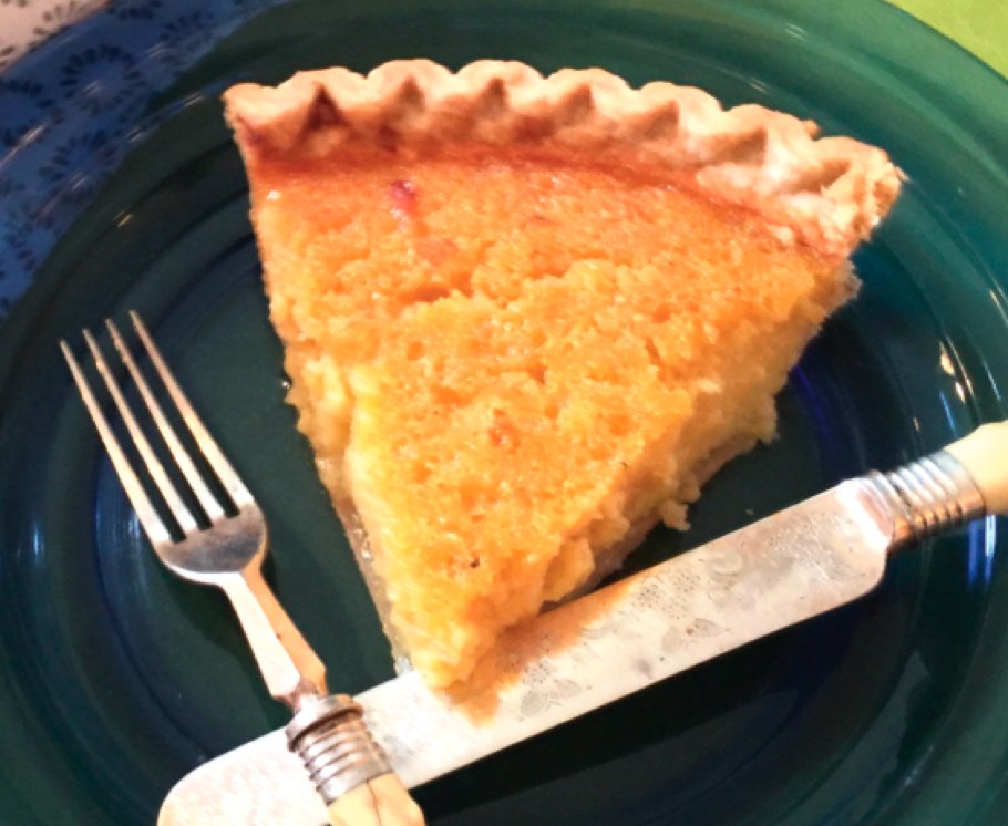 The hallmark of a Boston Marlborough Pie is applesauce instead of sliced apples, and lots of lemon.