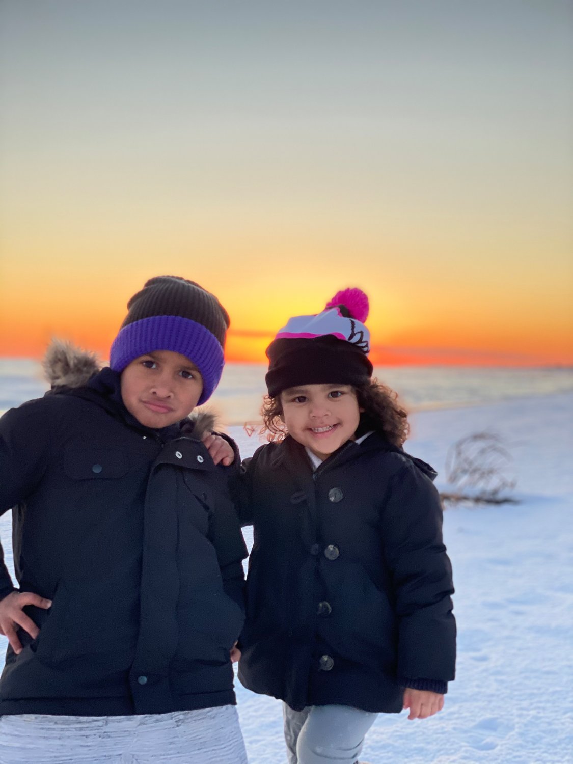 Samuel Burns and Lyla Souto at sunset over Nobadeer Jan. 8.