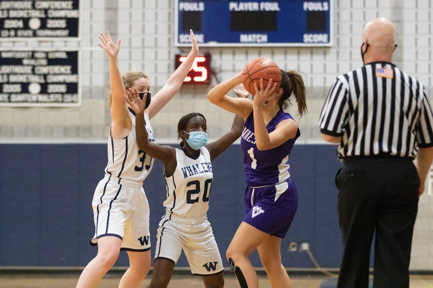 Lady Whalers play defense against MV