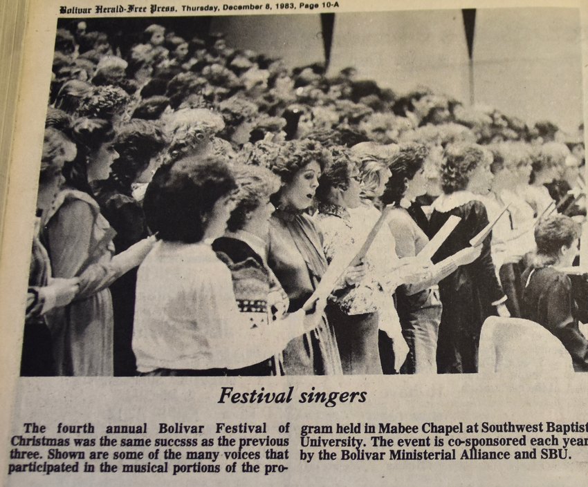This 1983 photo depicts singers performing during the fourth Festival of Christmas at SBU.