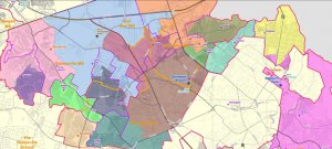 Preliminary Plan for the Devlin Road elementary school attendance areas, and redistricting of 10 surrounding schools. Map provided by Facility Services, PWCS. 
