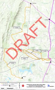 Map of alternative routes for the Haymarket-Gainesville transmission lines as per the Dominion Power website. 