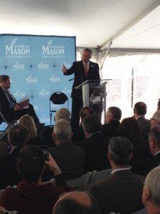 Governor Terry McAuliffe speaks at George Mason University's opening of the Institute for Advanced Biomedical Research. 