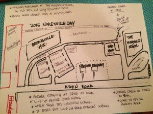 The Nokesville-Bristow Ruritans provided a hand-drawn map of the new parade plans.