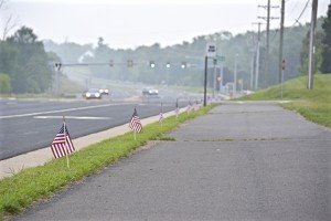 Once again Bill Denny and his team planted U.S. flags along local roads. Photo Courtesy of Bill Denny.