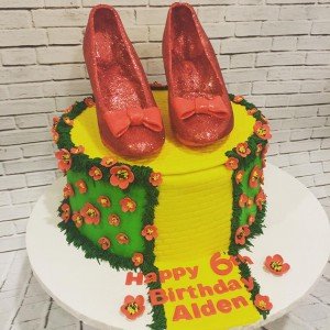 Ruby Slipper cake is one example of a 3-D sculpture cake that Simply Desserts specializes in. 