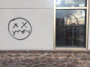 Graffiti on building 5 of Bristow Commons. 