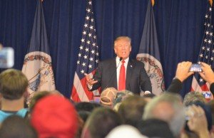 Donald Trump rallies crowds in Manassas, Virginia. 
