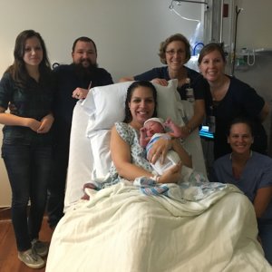Newborn Eden Hanson and family at Novant Health Haymarket Medical Center.