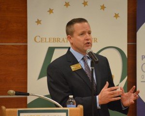 Chairman Corey Stewart speaks during a 2015 Chairman's debate at Northern Virginia Community College in Manassas. 