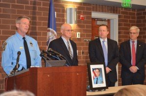 Chief Stephan Hudson speaks at the Feb. 28 press conference at the Western Prince William Police Department with Commonwealth Attorney Paul Ebert, Board of County Supervisors Chairman Corey Stewart and acting-County Executive Chris Martino. 