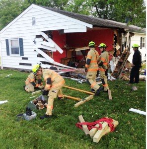 Prince William Fire & Rescue units respond to a home collapse on Lomond Drive. (Courtesy of the Dept. Prince William Fire & Rescue.) 