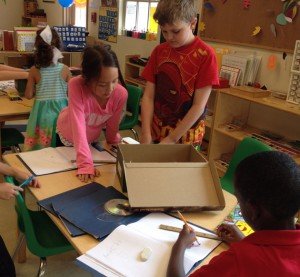 Bristow Montessori engineering campers work cooperatively on a project. 
