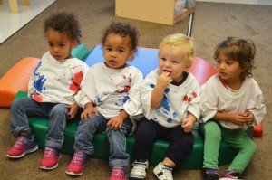 Toddlers wearing the French colors. 