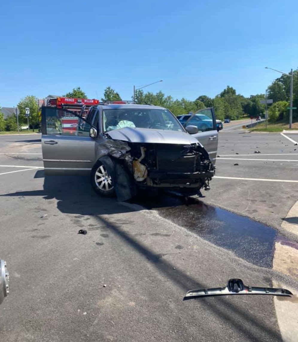 Amanda Foster shares photo of her minivan after an accident on Old Carolina Road and Somerset Crossing.