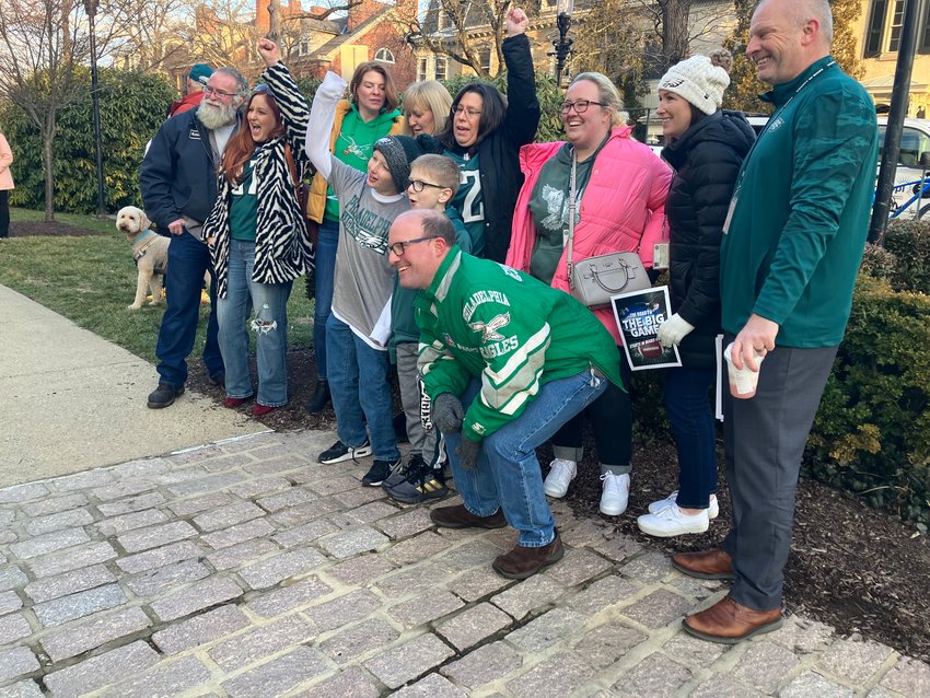 Employees at the county. Birds fans gathered at the Old County Courthouse Lawn at Court and Main streets in Doylestown for “The Herald’s Road to the Big Game Pep Rally” Friday, Jan. 27, 2023.