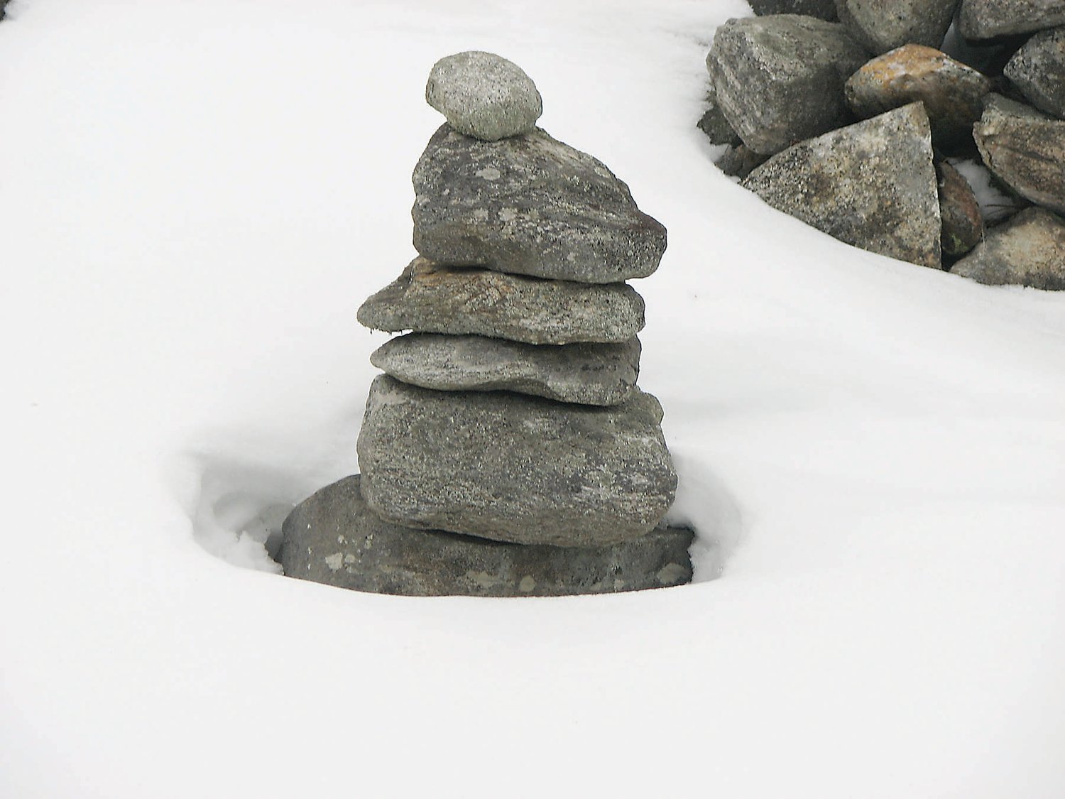 A cairn you can build this winter as suggested by the Compleat Gardener.