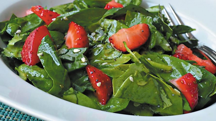 Spinach salad is a popular dish this time of year when local farms are harvesting the spring crop.