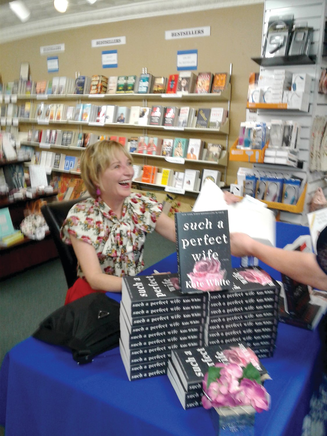 Author Kate White signs books at the Doylestown Bookshop.