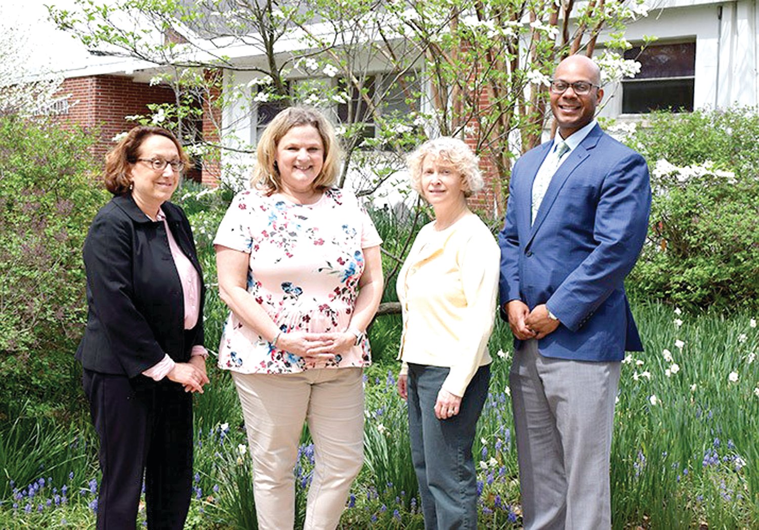 From left are: Delaware Valley University Director of Corporate and Foundation Relations Wendy Connuck, Charlotte W. Newcombe Foundation Associate Executive Director Lindsey G. Bohra, Charlotte W. Newcombe Foundation Executive Director Dr. Gianna Durso-Finley and Delaware Valley University Vice President for Development and Alumni Affairs Keith Richardson.