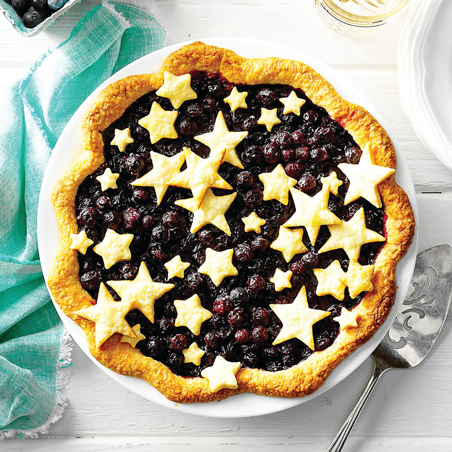 This star-spangled blueberry pie made using locally grown fruit is perfect for the Fourth of July.