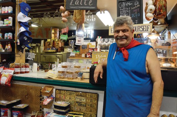 Louie Desiato, who for many years operated Mamma D’s Italian Restaurant in Pipersville, can be found at his stand, Louie’s Place at Rice’s Market in Solebury. Photograph by Susan S. Yeske.