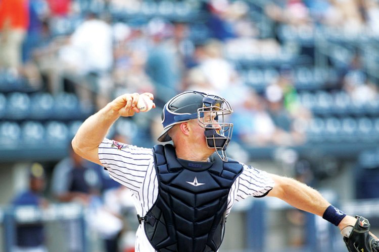 Erik Kratz, who was drafted by the Toronto Blue Jays in 2002, currently plays for the Scranton/Wilkes-Barre RailRiders, the Triple-A affiliate of the New York Yankees. Photograph by Tim Dougherty.