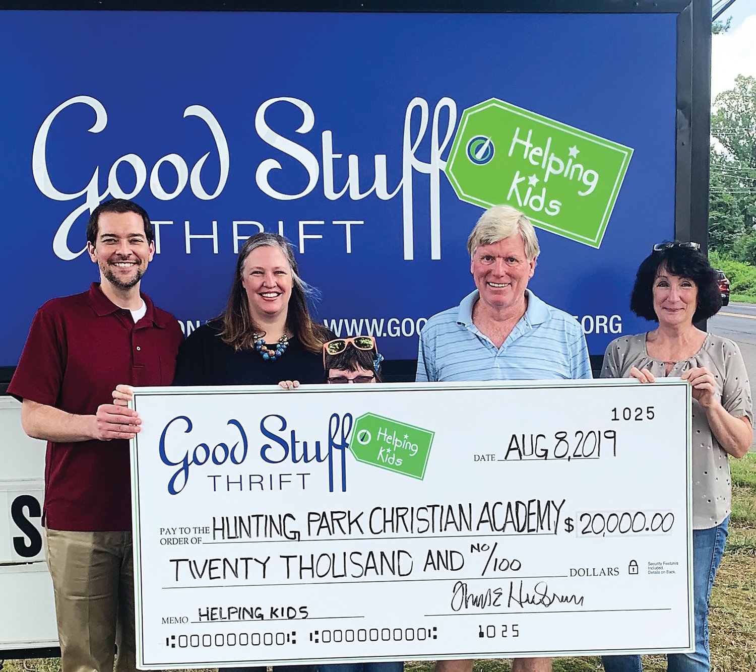 Kevin and Jen Deane of Hunting Park Christian Academy with Good Stuff CEO Ed Hudson and representatives from the Good Stuff Buckingham store.