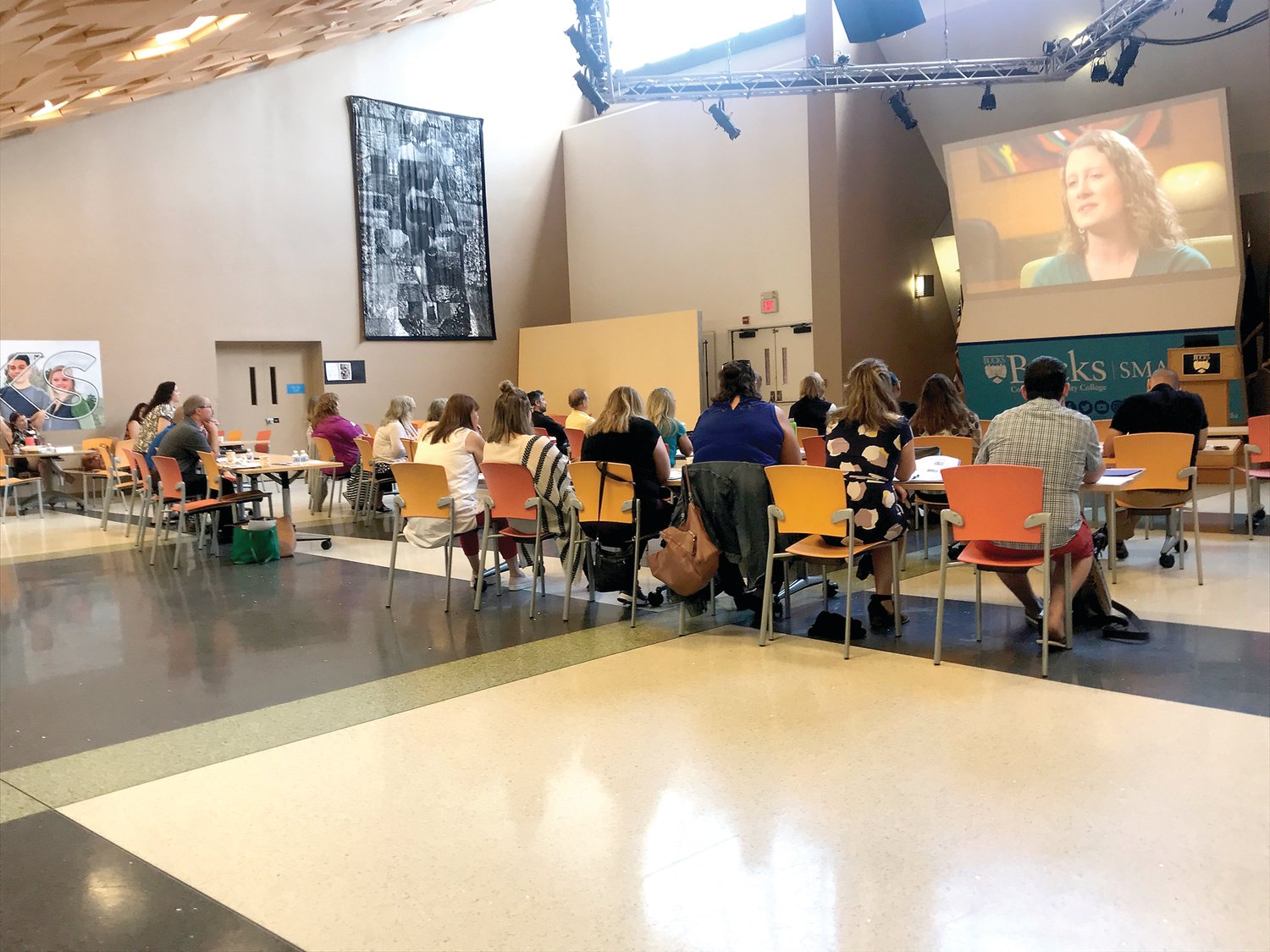 Clergy members from Bucks County gather to learn about the “Darkness to Light: Stewards of Children” child abuse education and training program at Bucks County Community College in Newtown. Photograph courtesy of NOVA.