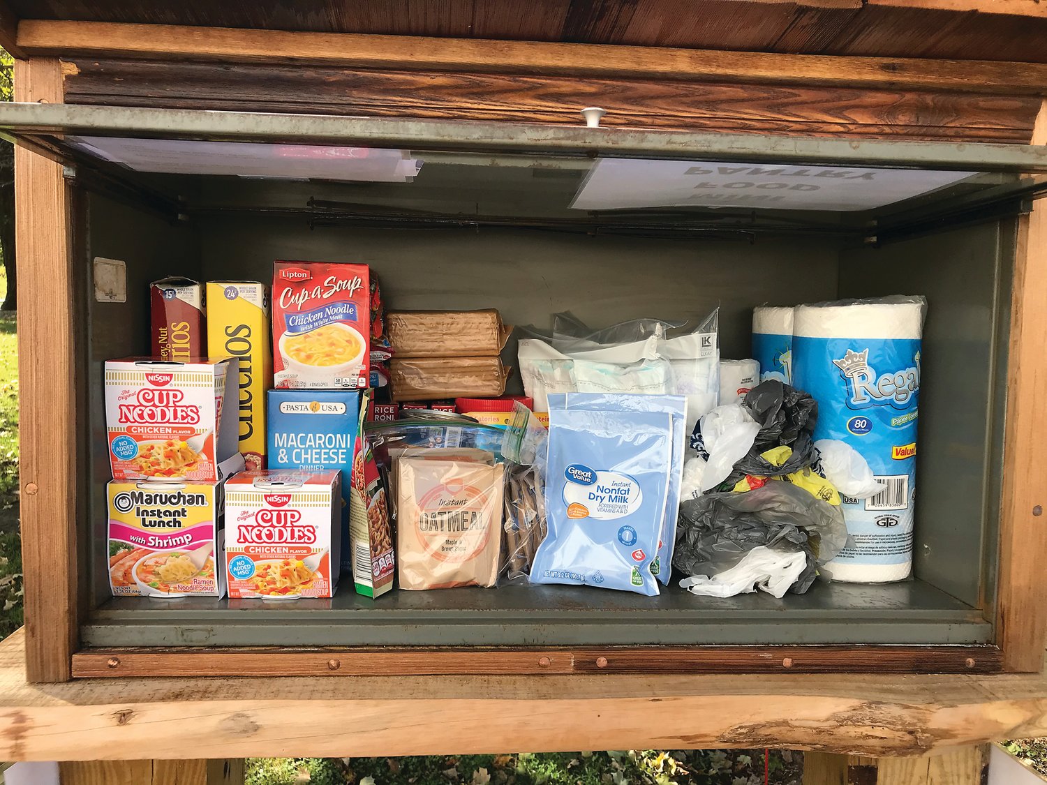 The small emergency pantry is intended for use when local pantries are closed.