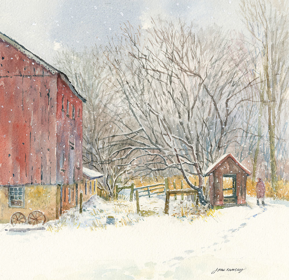 “Morning Walk”  is a watercolor by Jane Ramsey, NHAL president.