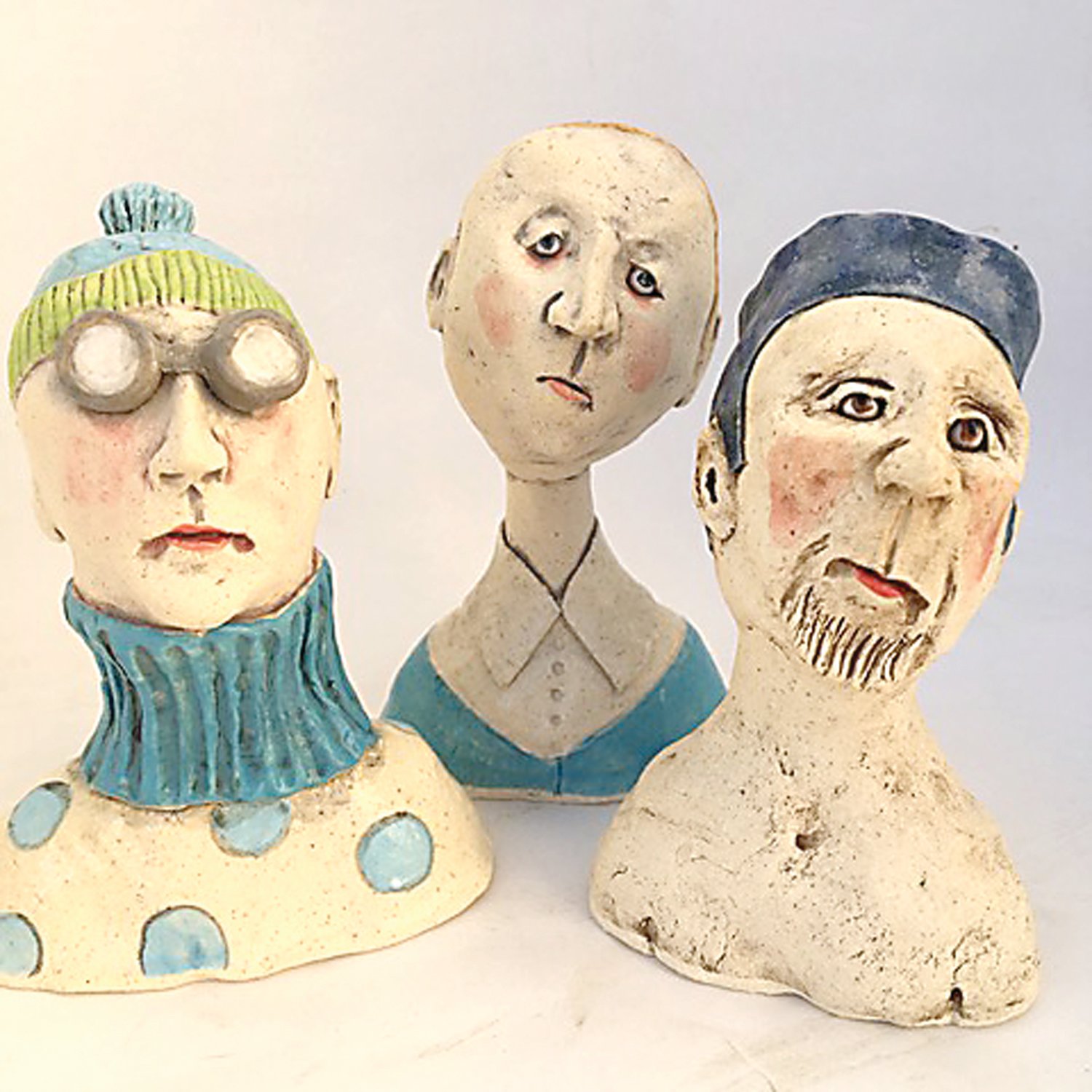 “Circles, Fred and Juan” is a clay sculpture by Jeanine Pennell of Bonetown Studio, Sergeantsville, N.J.