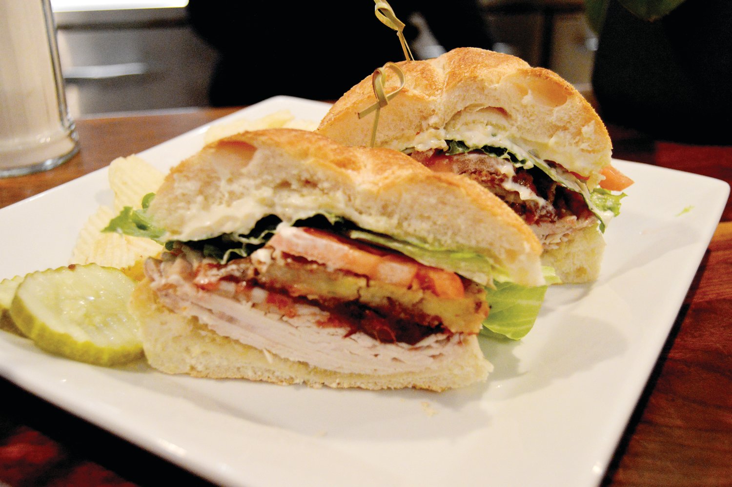 A cranberry turkey sandwich at the Frenchtown Café is served year-round. It includes roast turkey, cranberry sauce and a slice of stuffing. Photograph by Susan S. Yeske.