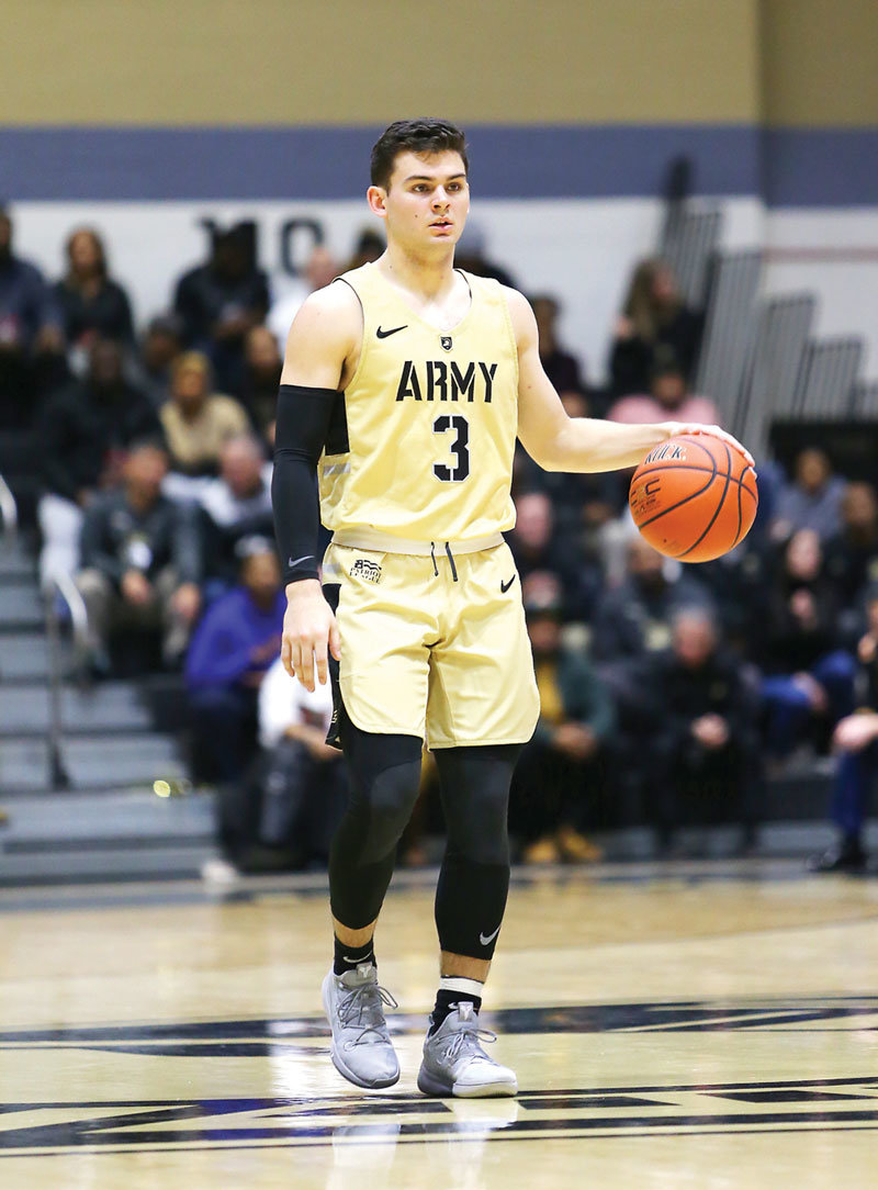 Army senior guard Tommy Funk ranks fifth all time in assists in the Patriot League. Funk had 13 dimes in Army’s 81-65 win over Fairleigh Dickinson University on Nov. 18. Danny Wild/USA Today Photos.