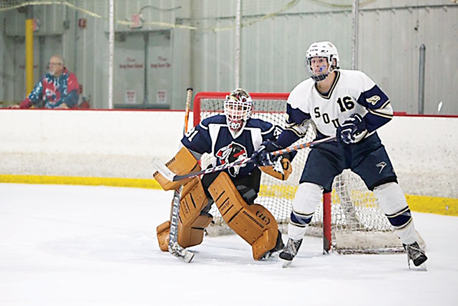 Council Rock North junior Rex Goldberg, left, is starting in goal for the Indians for the third consecutive season.
