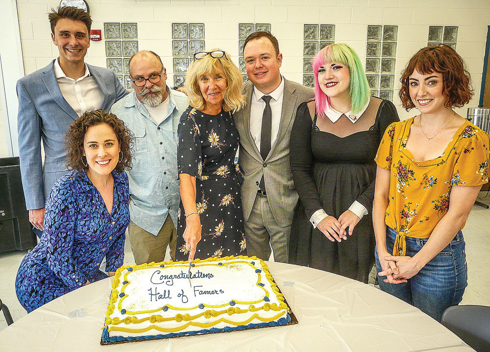 Last spring’s inductees to the Del Val Hall of Fame for the Arts included, from left, woodworker Justin Fiaschetti, pianist Lee Anne Hagon-Kerr, painter Paul Zdepski, retired director Sheryl Keiper, musical director Clinton Ambs, fine artist Shannon O’Connell and actor Michelle Miklosey.