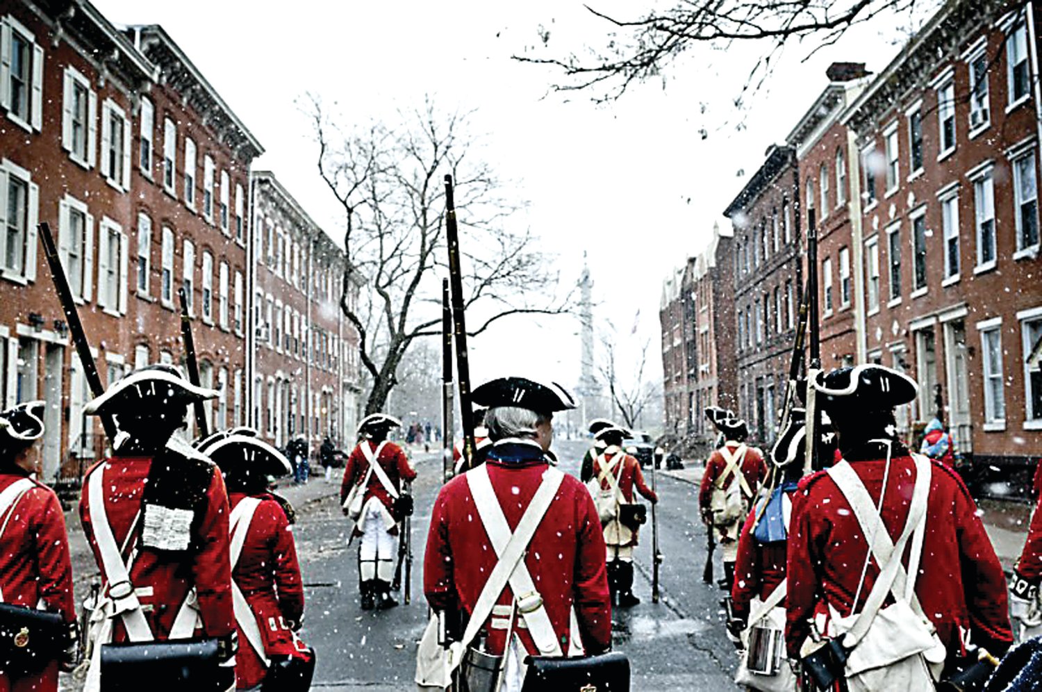 Reenactors portray soldiers who fought in the Battles of Trenton. Courtesy of Crossroads  of the American Revolution.
