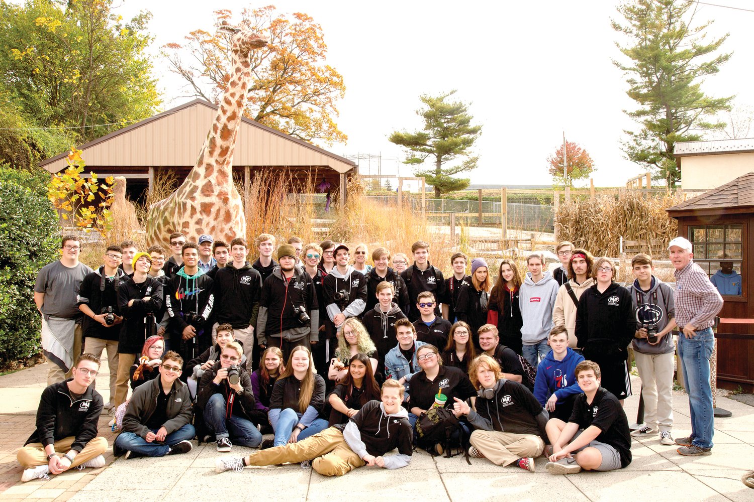 Middle Bucks Institute of Technology students film at the Elmwood Park Zoo in Norristown.