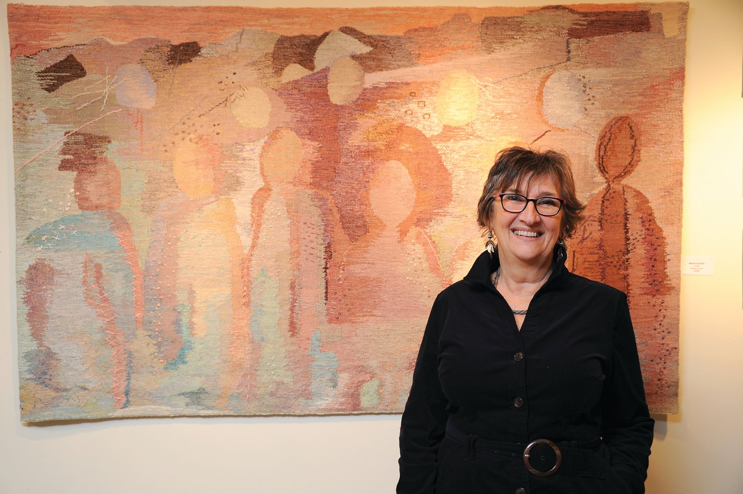 Bojana Leznicki stands in front of her artwork. Photograph by Carol Ross.