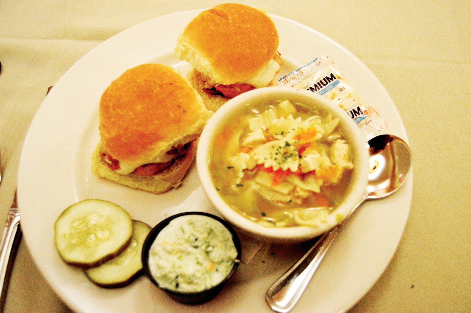 Turkey sliders and homemade chicken noodle soup were among the specials on a recent day at the Gardenville Hotel. Photograph by Susan S. Yeske.