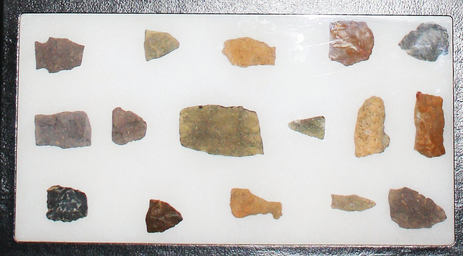 These are some of the Lenni Lenape artifacts Kevin Kline has found in Durham Township. Photograph by Kathryn Finegan Clark.