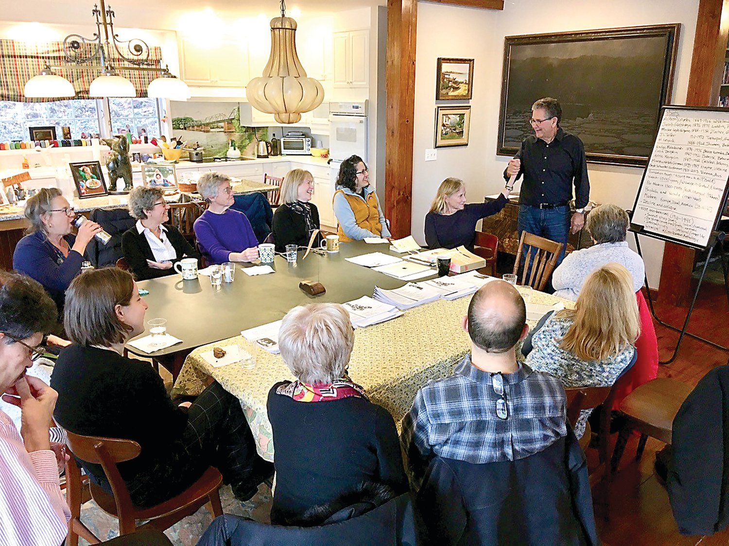 David Stoller, leads a class at his house on “The Treasures of Yiddish Poetry.”