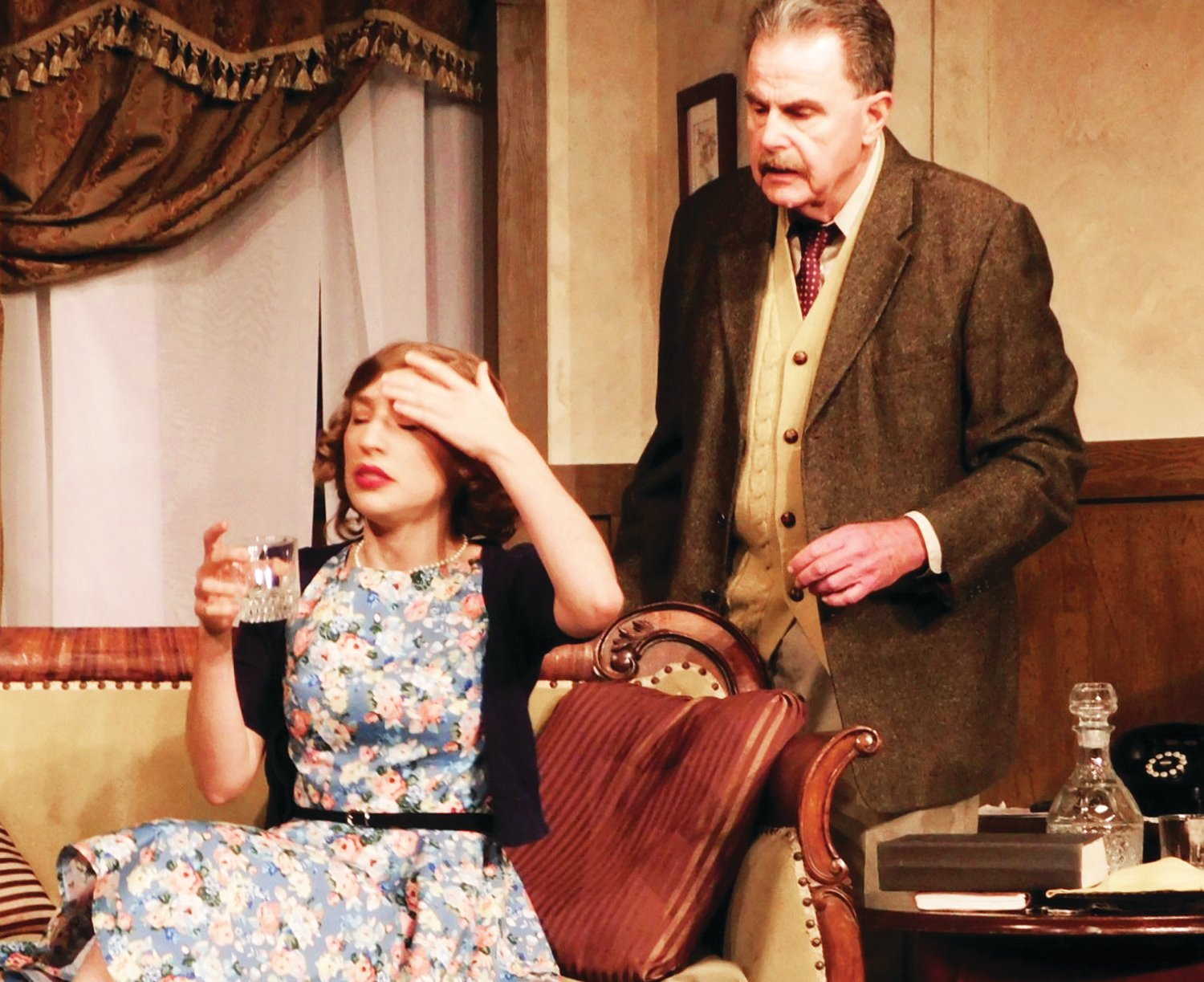 Charlotte Kirkby and Ed Patton in the Actors’ Net production of “Spider’s Web” by Agatha Christie, running through Feb. 16.