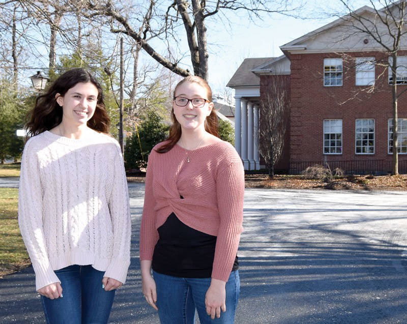 Two of the Doylestown Nature Club scholarship recipients, Delaware Valley University sophomore Cassidy Amerman, left, and senior McKenna Moore. Amerman is majoring in wildlife management and Moore will graduate with a degree in sustainable agriculture. Not pictured is Skylyre Wenhold.