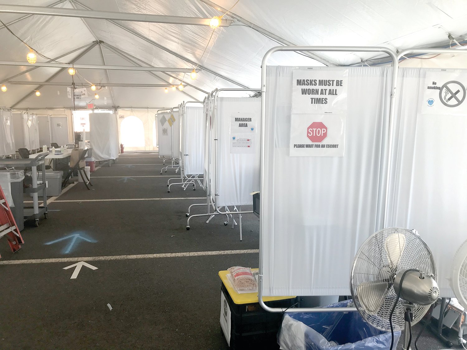 The Respiratory Illness Tent stationed directly behind Hunterdon Medical Center.