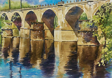 “Over the River” is a watercolor by Diane Greenberg.