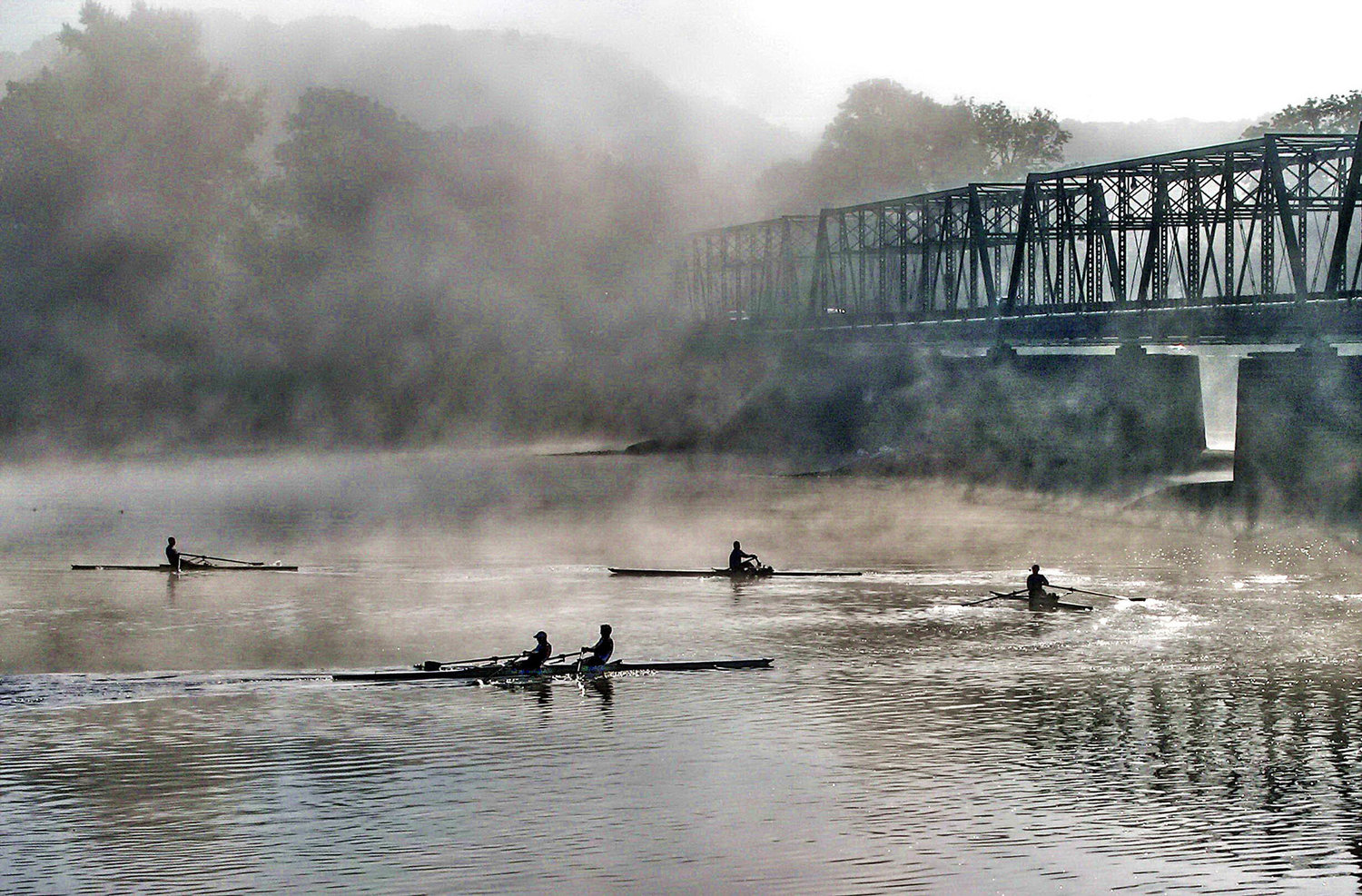 “Misty Morning in New Hope” is a digital photograph by Gordon Nieburg.