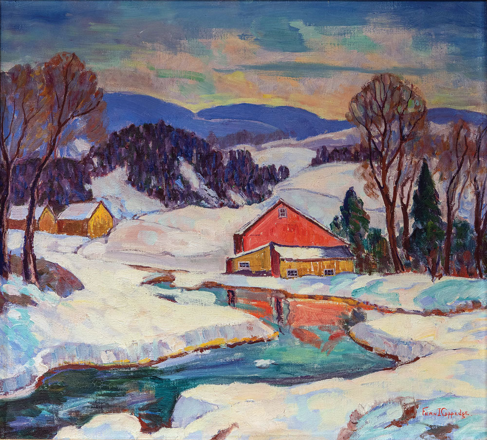 “Winter Landscape” is an oil on canvas by Fern I. Coppedge (1883-1951), a gift of David and Nancy Barclay.