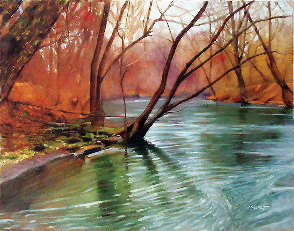 “Bulls Island Canal in Winter” is an  oil on canvas by Larry Chestnut.